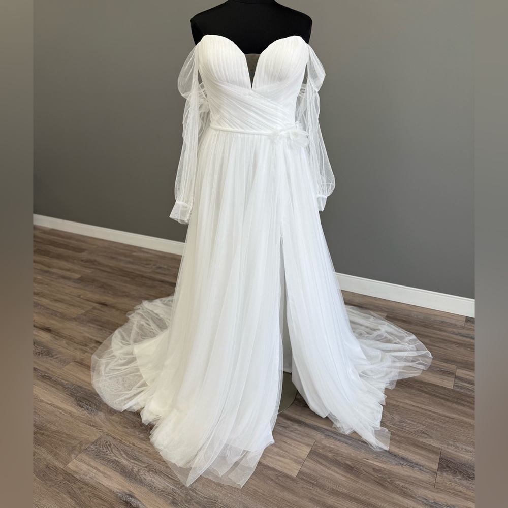 Nora Spencer Signature Off-Shoulder A-Line Tulle Wedding Gown